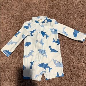 Carter's Blue Shark Print Kids Swim One Piece